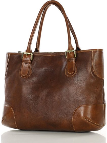 MARCO MAZZINI hnědá kožená shopper kabelka
