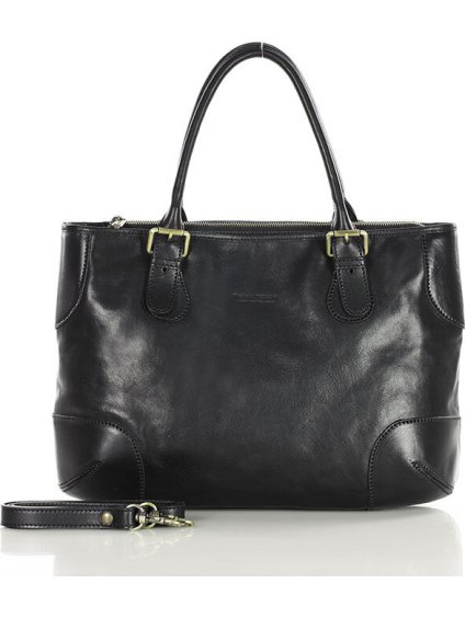 MARCO MAZZINI černá kožená shopper kabelka