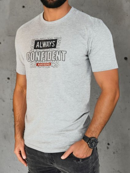 Světle šedé tričko ALWAYS CONFIDENT