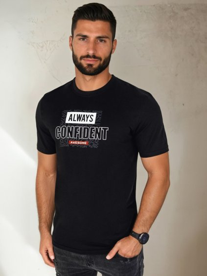 Černé tričko s potiskem ALWAYS CONFIDENT