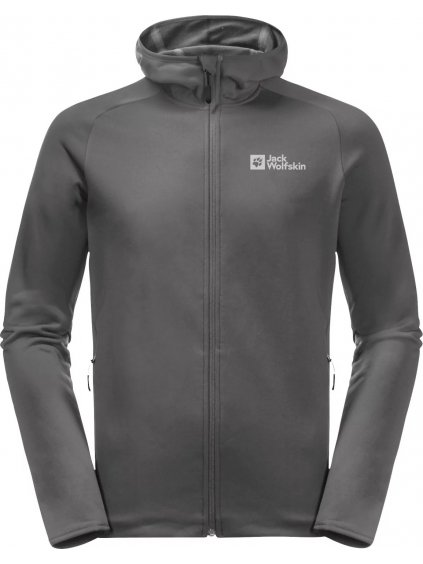 TMAVĚ ŠEDÁ FLEECOVÁ MIKINA JACK WOLFSKIN BAISELBERG HOODED FZ M