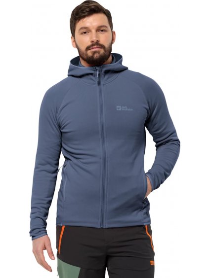 TMAVĚ MODRÁ FLEECOVÁ MIKINA JACK WOLFSKIN BAISELBERG HOODED FZ M