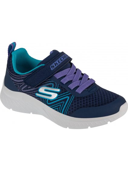 TMAVĚ MODRÉ DÍVČÍ TENISKY SKECHERS MICROSPEC PLUS - SWIRL SWEET