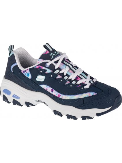 TMAVĚ MODRÉ DÁMSKÉ TENISKY NA PLATFORMĚ SKECHERS D'LITES-BLOOMING FIELDS