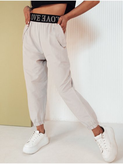 Šedé volné kalhoty s vysokým pasem SORLIN