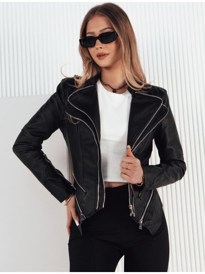 (Vel. M) Černá koženková bunda AGER