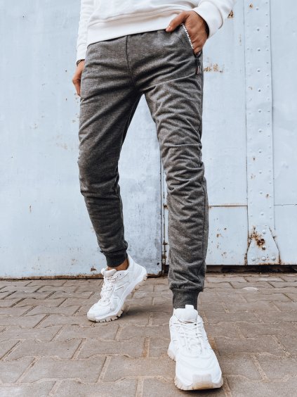 Šedé pánské tepláky s kapsami na zip