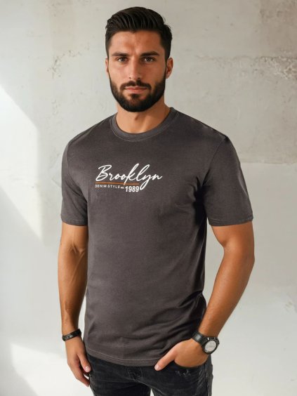 Tmavě šedé tričko s nápisem BROOKLYN