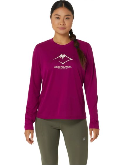 Fuchsiové sportovní tričko ASICS Fujitrail Logo LS Top (Velikost L)