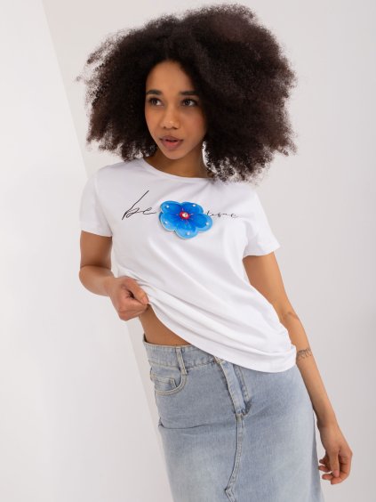 Bílé tričko s aplikací květiny