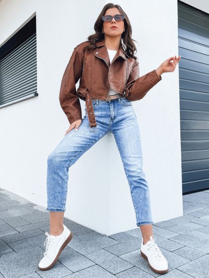 Tmavě hnědá krátká koženková bunda BADEN