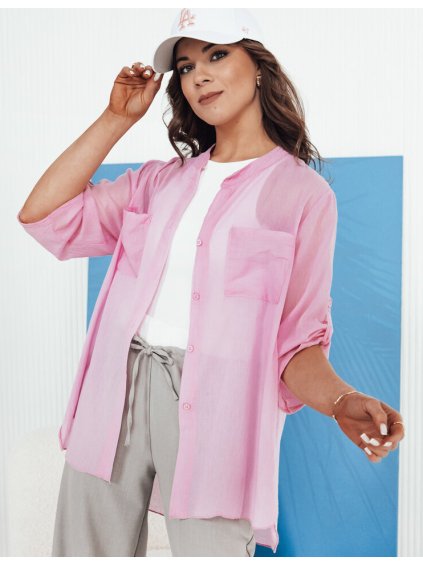 Růžová prodloužená košile s kapsami GOLANS