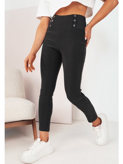 Černé kalhoty s vysokým pasem PUNSE