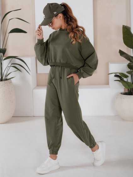 Tmavá khaki tepláková souprava SOLIR