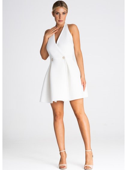 Bílé mini šaty s rozšířenou sukní