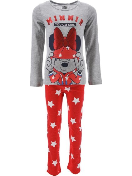 Šedo-červené dívčí pyžamo Minnie Mouse