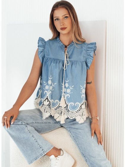 Modrá volánová halenka s krajkou* FATRELA