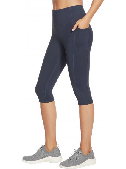 TMAVĚ MODRÉ 3/4 LEGÍNY SKECHERS GO WALK HIGH WAISTED CAPRI LEGGINS