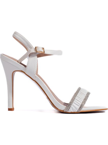 Bílé elegantní sandály na tenkém podpatku