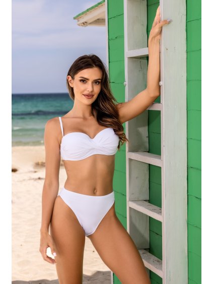 Bílé push-up bikiny s kalhotkami vyššího střihu Alice