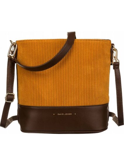 DAVID JONES  HNĚDO-ŽLUTÁ CROSSBODY KABELKA S MANŠESTREM