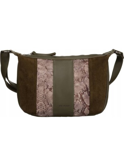 David Jones tmavá khaki vzorovaná crossbody kabelka