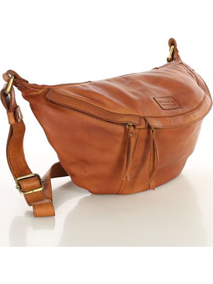 MARCO MAZZINI camel kožená crossbody taška/ledvinka