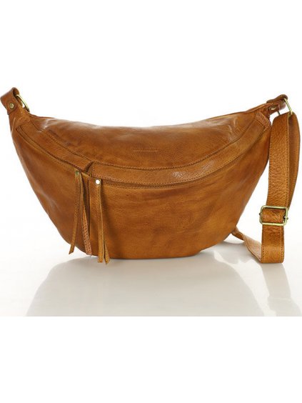 MARCO MAZZINI CAMEL KOŽENÁ CROSSBODY TAŠKA/LEDVINKA