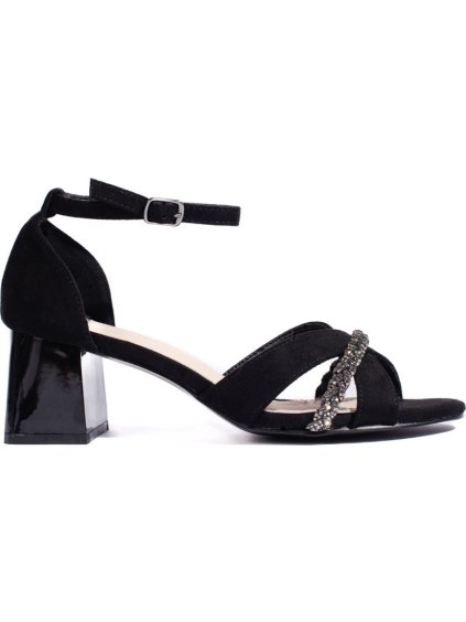 Černé semišové dámské sandály na sloupku