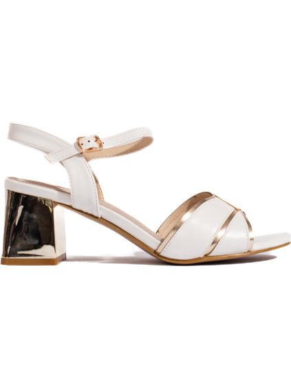 Bílé sandály na sloupkovém podpatku