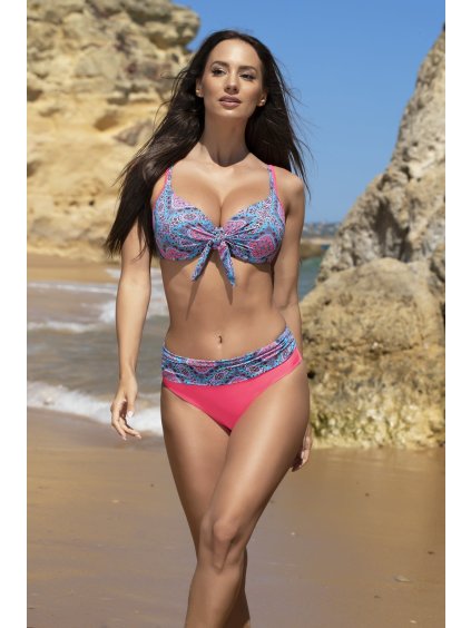 Růžovo-modré vzorované push-up bikiny Vera