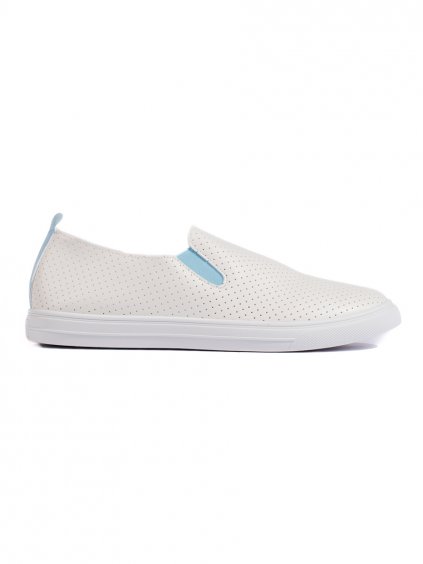 BÍLÉ DĚROVANÉ SLIP ON TENISKY