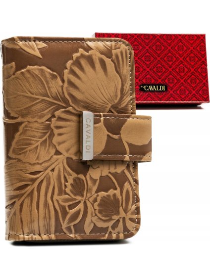 4U Cavaldi Hnědá vzorovaná střední peněženka M666