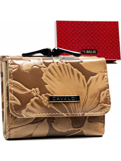 4U Cavaldi hnědá vzorovaná malá peněženka M665