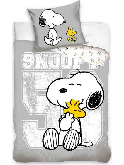 Šedé dětské povlečení Snoopy (Velikost ONE SIZE)