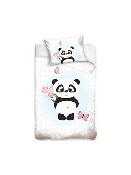 Bílé dětské povlečení Panda