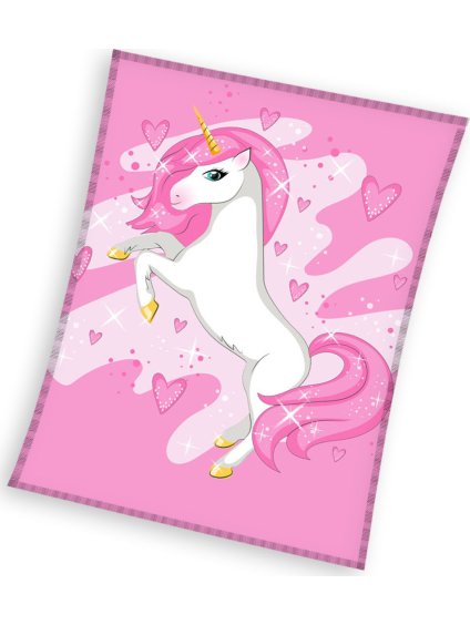 Růžová fleecová deka pro holčičku s jednorožcem
