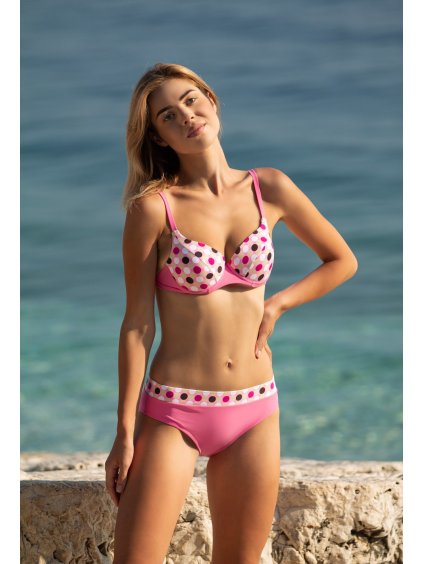 Růžové dvoudílné bikiny s puntíky Latoya