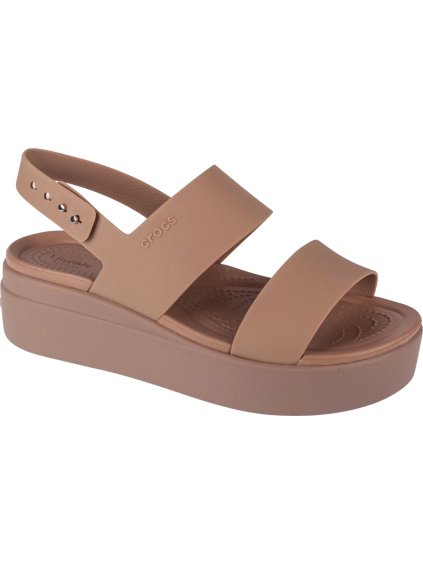 Béžové sandály na platformě Crocs Brooklyn Low Wedge (Velikost 37)