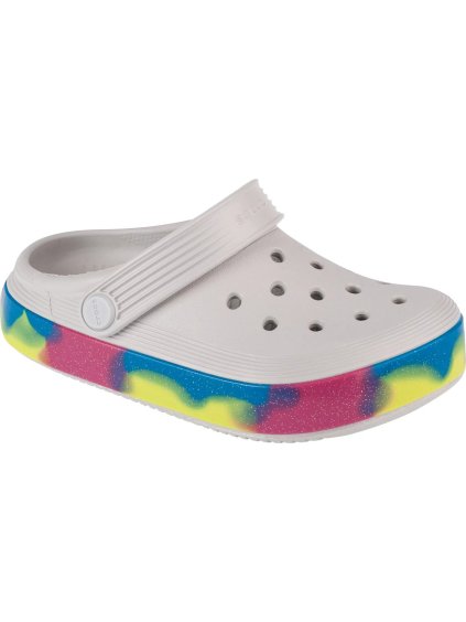 Bílé dívčí nazouváky Crocs Off Court Glitter Band Kids Clog