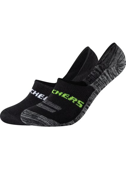Černé nízké ponožky - 2 páry Skechers 2PPK Mesh Ventilation Footies Socks (Velikost 35/38)