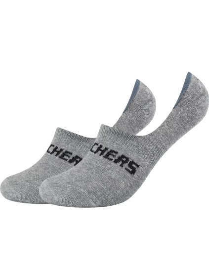 Šedé nízké ponožky - 2 páry Skechers 2PPK Mesh Ventilation Footies Socks (Velikost 35/38)