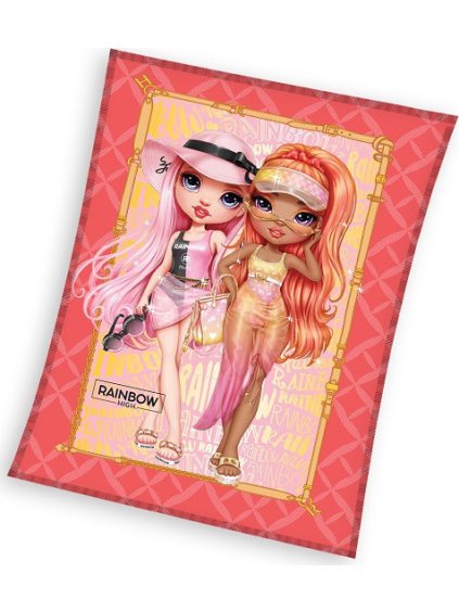Dívčí hřejivá fleecová deka Rainbow High - červeno-růžová