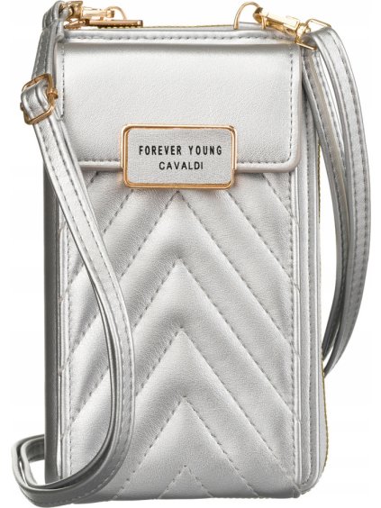 4U Cavaldi Stříbrná prošívaná crossbody peněženka M677