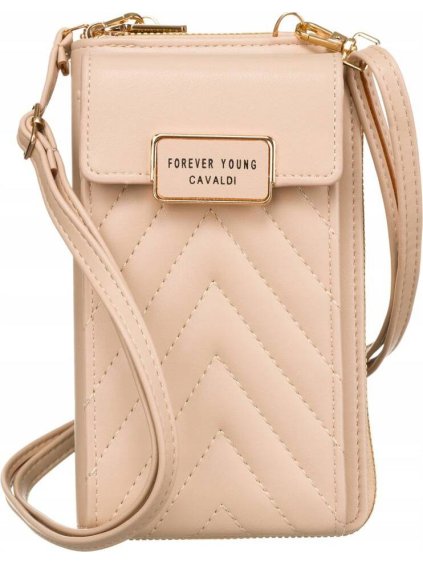 4U CAVALDI BÉŽOVÁ PROŠÍVANÁ CROSSBODY PENĚŽENKA M675