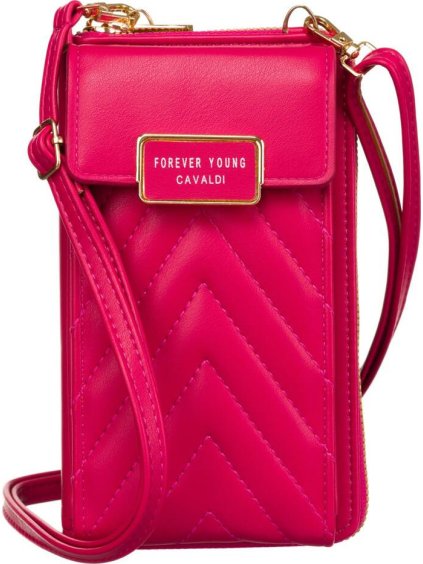 4U Cavaldi Tmavě růžová prošívaná crossbody peněženka M672