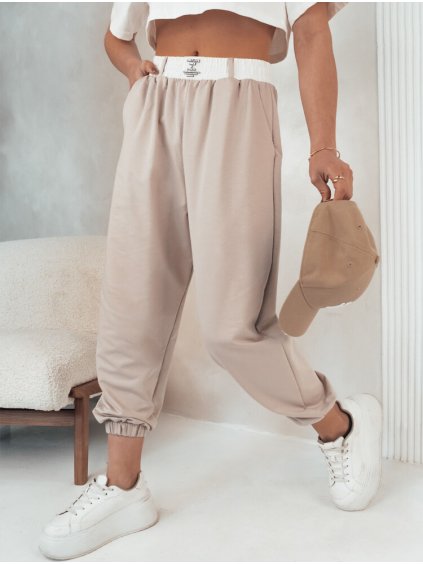 Béžové tepláky s vysokým pasem MINAM