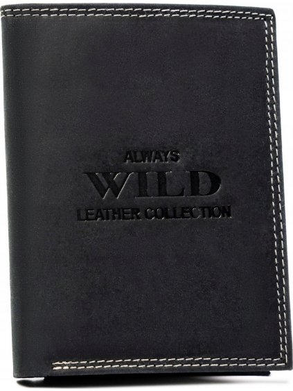 Always Wild černá kožená peněženka bez zapínání A202