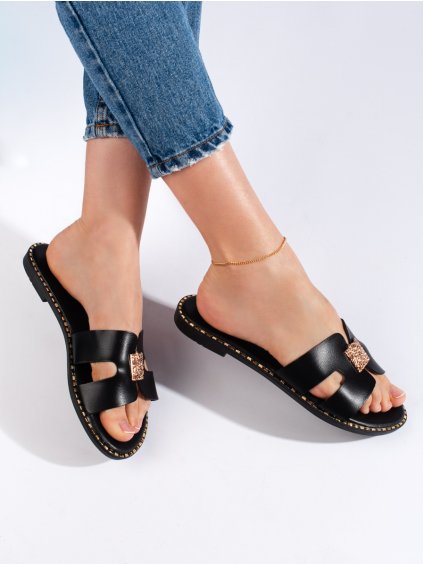 Černé ploché dámské nazouváky