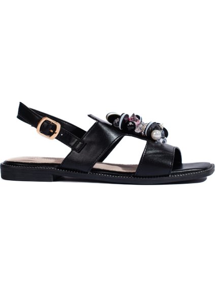Černé dámské sandály s ozdobnými kamínky